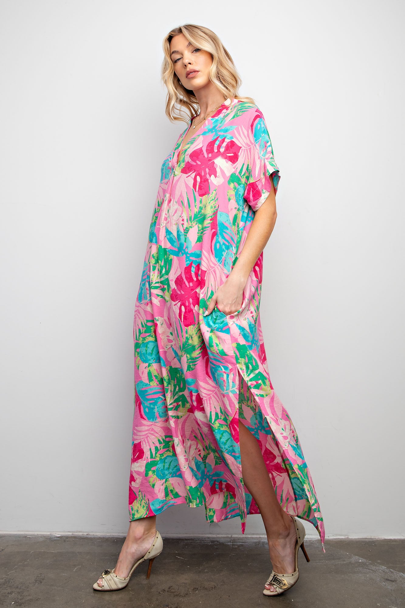 Easel S/S Tropical Dress ED18347A