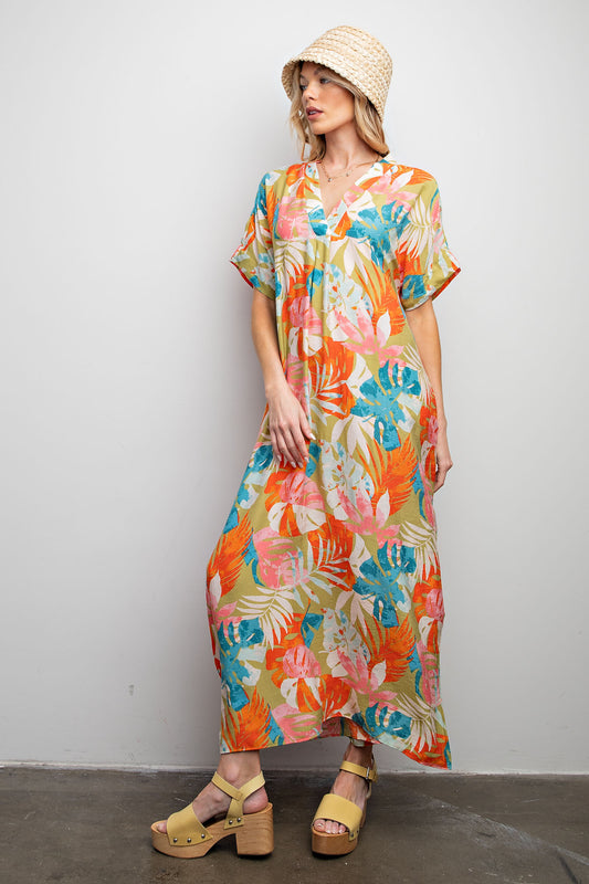 Easel S/S Tropical Dress ED18347A